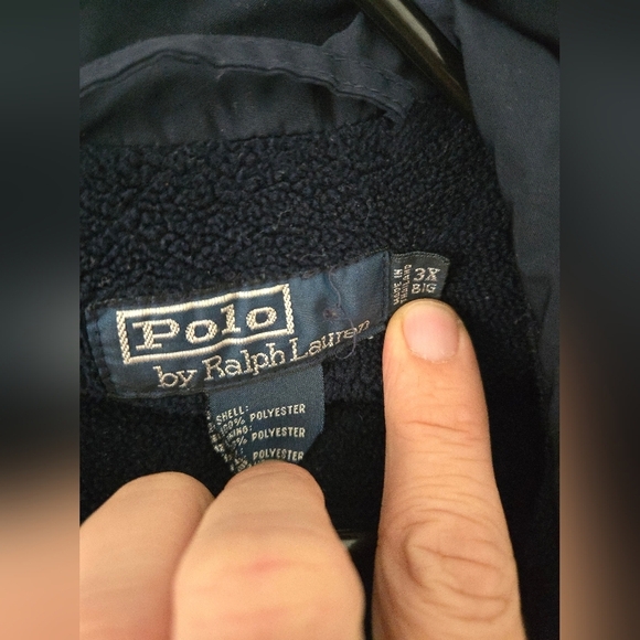 Polo Ralph Lauren Jacket Hooded Navy Blue Mens Size 3X Fleeced Interior *READ - Picture 3 of 9